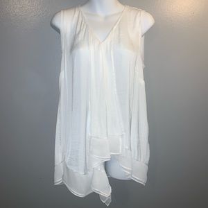 White Vera Wang tank top with ruffles